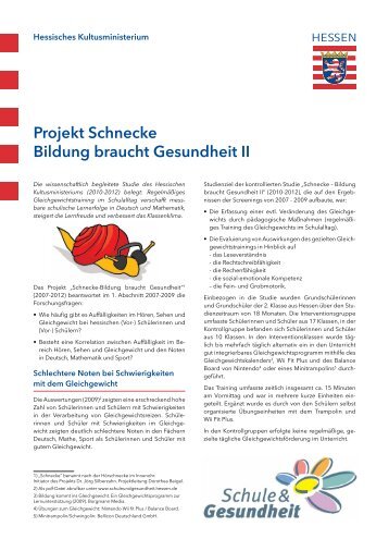 Projekt Schnecke Bildung braucht Gesundheit II - Schule ...