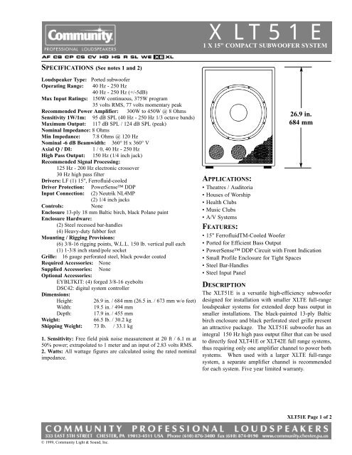 XLT51E - Community Professional Loudspeakers