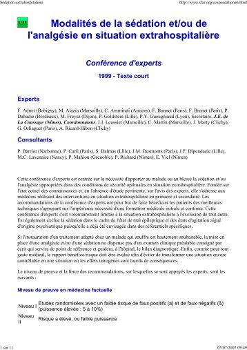Sedation extrahospitaliere - SRLF