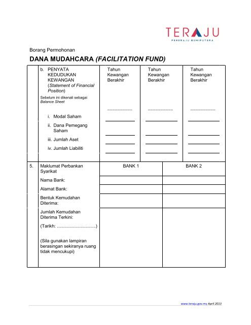Borang Permohonan Dana Mudahcara ( Facilitation Fund ) - TERAJU