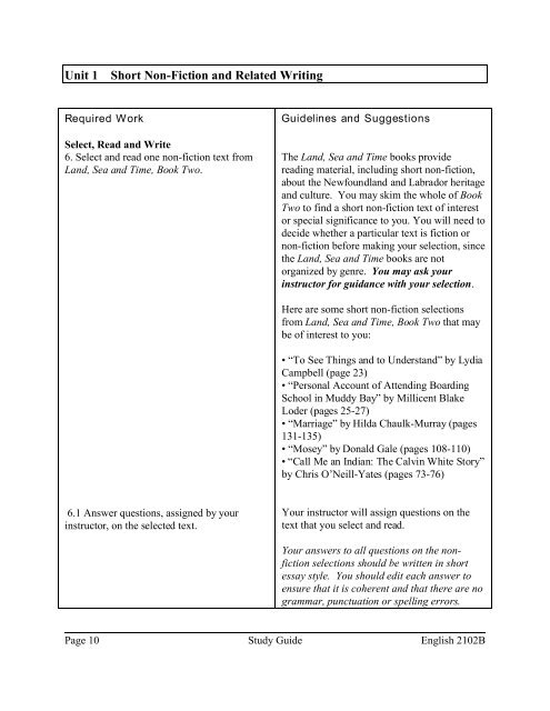 English 2102B Study Guide 2005-06