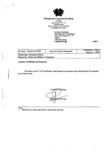 Tribunal do ComÃ©rcio de Lisboa - Autoridade da ConcorrÃªncia