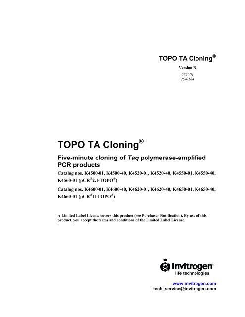 TOPO TA Cloning (Invitrogen)