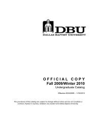 Print Version of DBU Undergraduate Catalog (Fall 2009/Winter 2010)