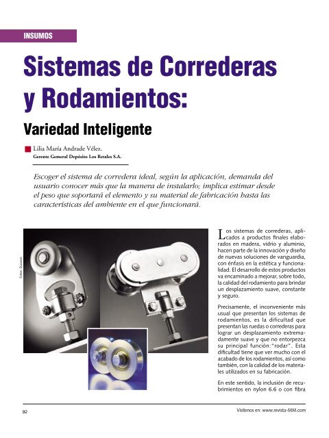 Insumos Sistemas de Correderas y Rodamientos - Revista El ...