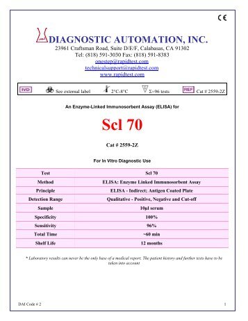 Scl 70 - Diagnostic Automation : Cortez Diagnostics