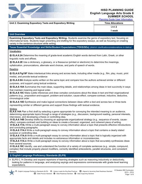 SSK Unit 4.2 Planning Guide