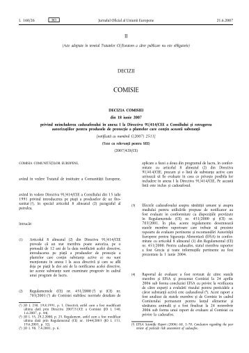 Decizia Comisiei - MADR