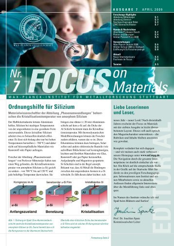 Focus on Materials, Ausgabe 7 - Max-Planck-Institut für Intelligente ...