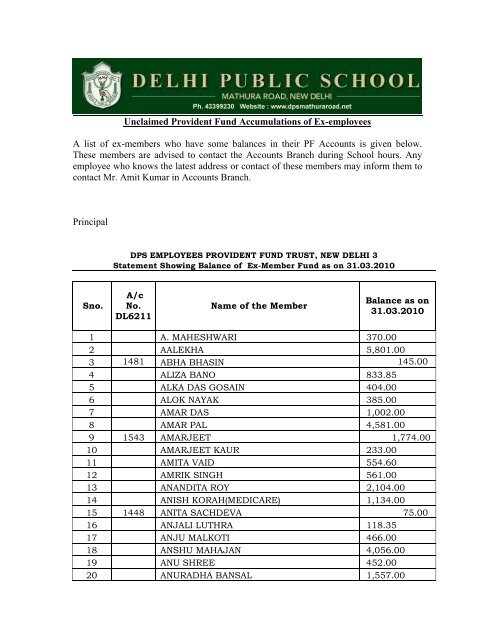 Download in pdf format - Delhi Public School, Mathura Road