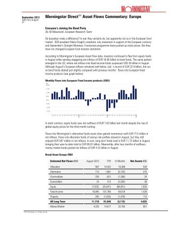 Morningstar DirectSM Asset Flows Commentary: Europe