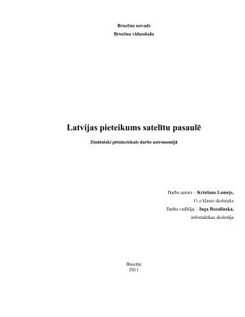 ZinÄtniski pÄtnieciskais darbs "Latvijas pieteikums satelÄ«tu ... - VATP