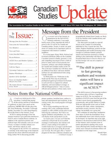 Issue: - The Association for Canadian Studies in the United States