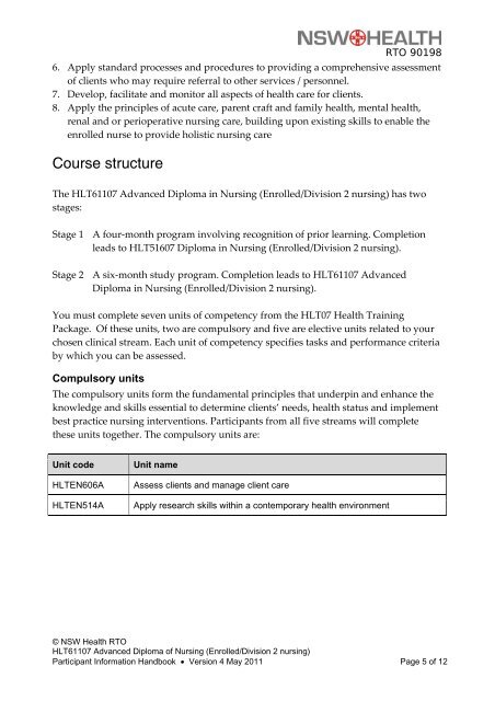 Enrolled/Division 2 nursing