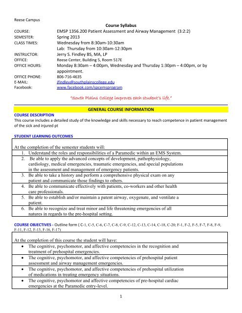 Course Syllabus EMSP 1356.200 Patient Assessment and Airway ...