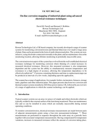 On-line corrosion mapping of industrial plant using advanced ...