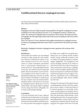 Undifferentiated thoracic esophageal sarcoma - Pakistan Journal Of ...