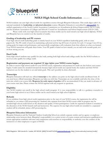 Download the NOLS High School credit package, complete with ...