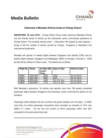 25 June 2010 - Changi Airport Group