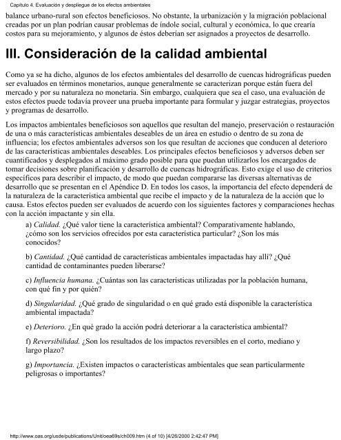 Calidad Ambiental y Desarrollo de Cuencas Hidrográficas: un ...