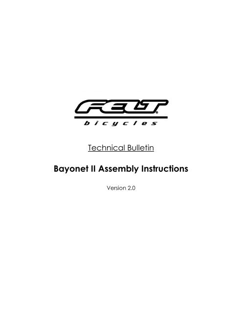 Bayonet 2 Assembly Instructions - Felt Bicycles