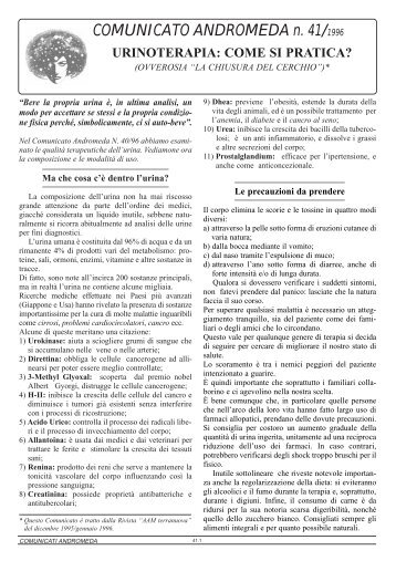 COMUNICATO ANDROMEDA n. 41/1996 - Viveremeglio.org