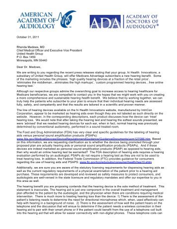 Letter to Rhonda Medows, MD, Chief Medical Officer and Executive ...