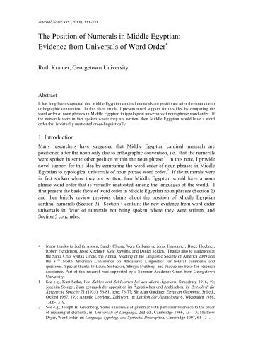 The Position of Numerals in Middle Egyptian - Georgetown University