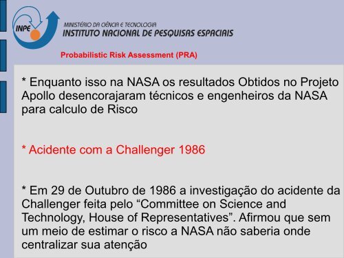 Probabilistic Risk Assessment (PRA) - Inpe