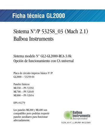 GL2000 Universal Hot Sheet - Spanish - Balboa Direct