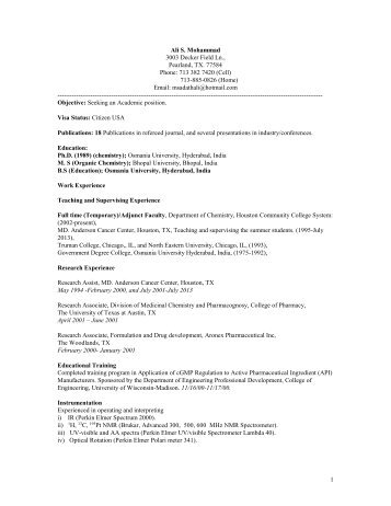 Curriculum Vitae - HCC Learning Web