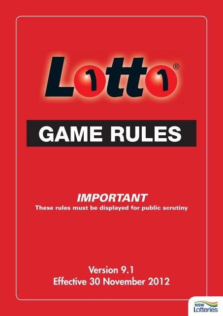 Lotto Game Rules PDF