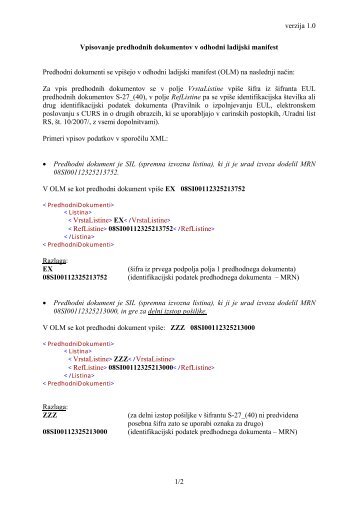 Vpisovanje predhodnih dokumentov v odhodni ladijski manifest
