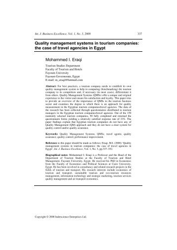 Quality management systems in tourism companies: the case of ...