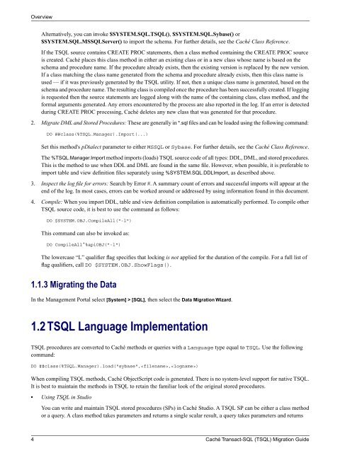 Caché Transact-SQL (TSQL) Migration Guide - InterSystems ...