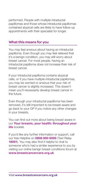 Intraductal papilloma (BCC79) - Breast Cancer Care