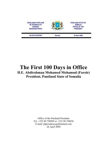 The First 100 Days in Office - SomaliTalk.com