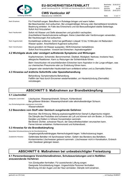 CWS Venticolor - Sicherheitsdatenblatt (Neu) - CD-Color GmbH ...