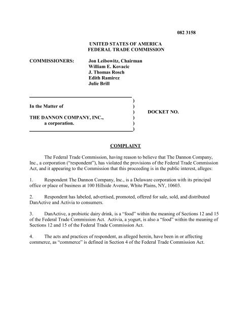 Complaint Federal Trade Commission Complaint Federal Trade Commission