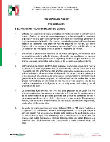 Programa de AcciÃ³n del PRI - Instituto Estatal Electoral