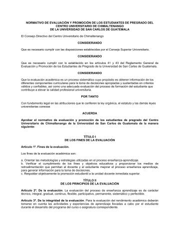 normativo de evaluacion del cundech - Usac