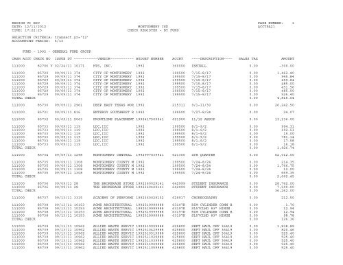 MISD 2011-2012 YTD Board Check Register - Montgomery ISD
