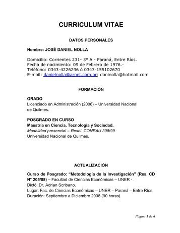 Lic. Jose Daniel Nolla - Facultad de Ciencias Agropecuarias ...