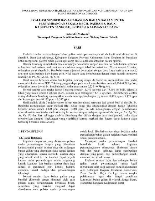 Prosiding Sungai Daun - Pusat Sumber Daya Geologi