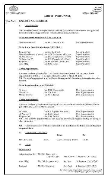 Force Orders 3322B dated 2011-02-03.pdf - Jamaica Constabulary ...