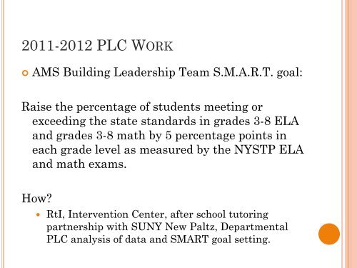 Arlington Middle School PLC Presentation and SMART Goals