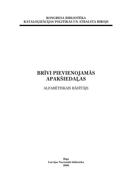 BrÄ«vi pievienojamÄ s apakÅ¡iedaÄ¼as: alfabÄ“tiskais rÄ dÄ«tÄ js - Academia