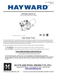 Hayward Super Pump™ Series - Owner's Manual - Pool Center