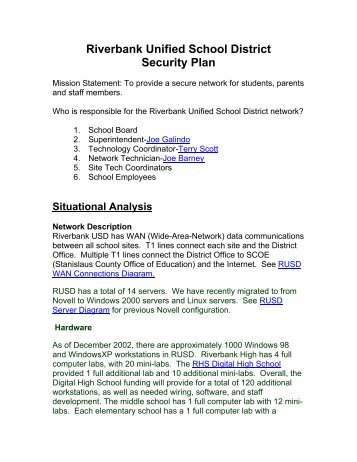 Riverbank Unified School District Security Plan - iMET