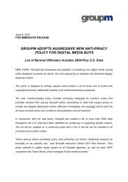 groupm adopts aggressive new anti-piracy policy for ... - WPP.com